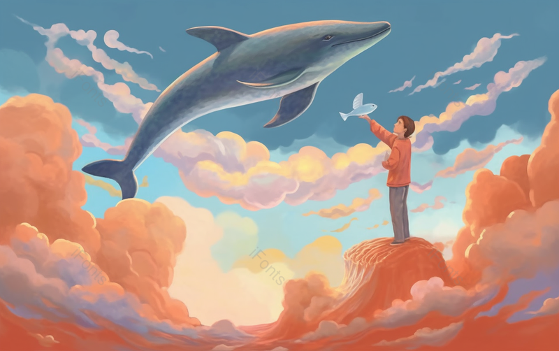 天空海水小岛小孩儿童童话故事幻想海洋生物情亲密触浪漫插画,插画/手绘图,插画/手绘图库,插画/手绘图下载,插画/手绘